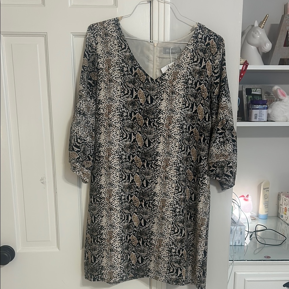 Snakeskin Mini Dress with flutter sleeves